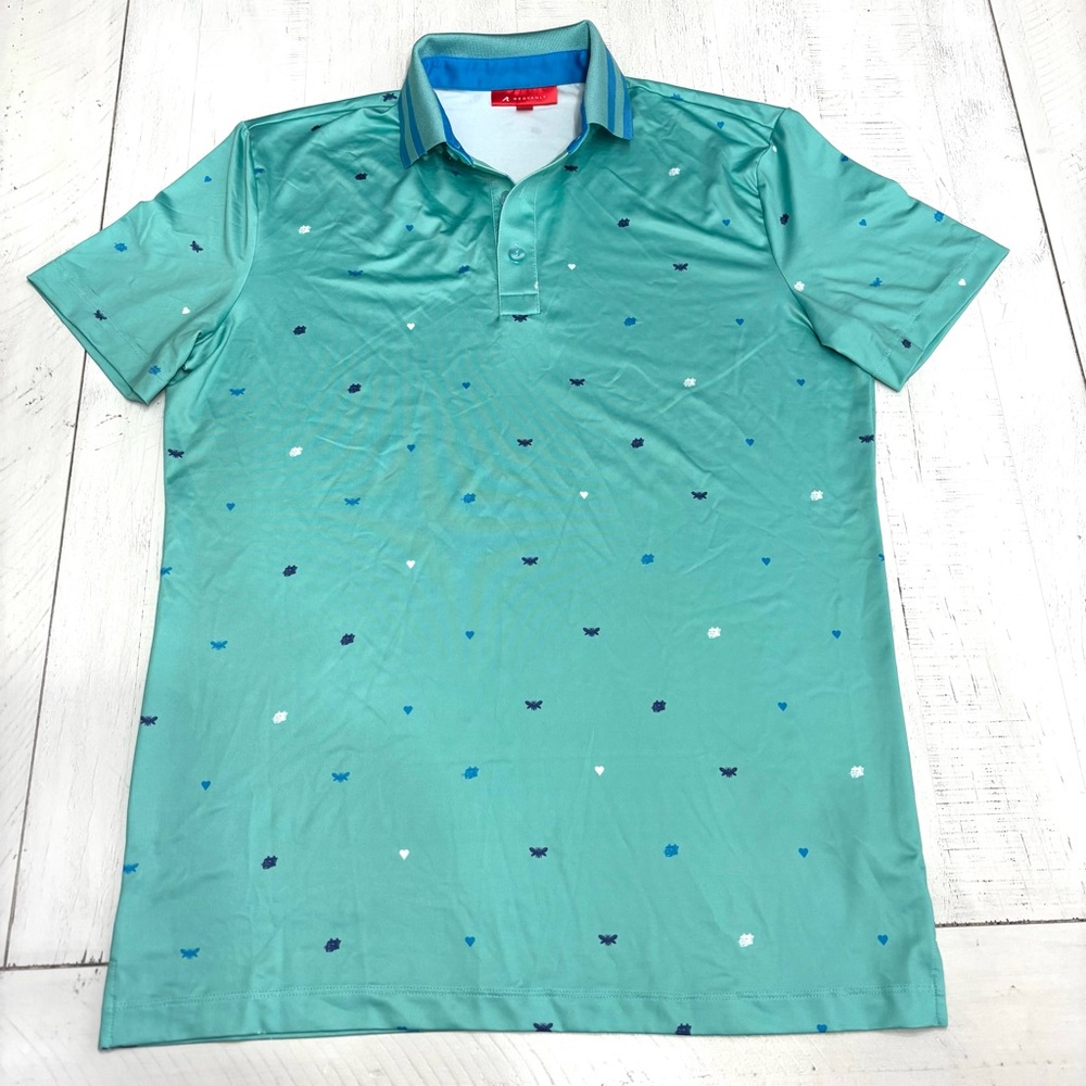 REDVANTLY Golf Polo Teal/Aqua Men’s Performance Shirt Size S with Print Design